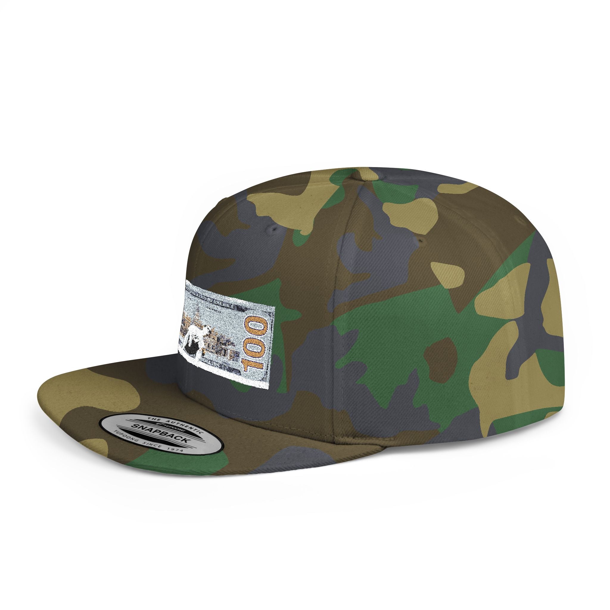 Money Gram Flat Bill Snapback Hat – Sequin 100 Bill Streetwear Cap