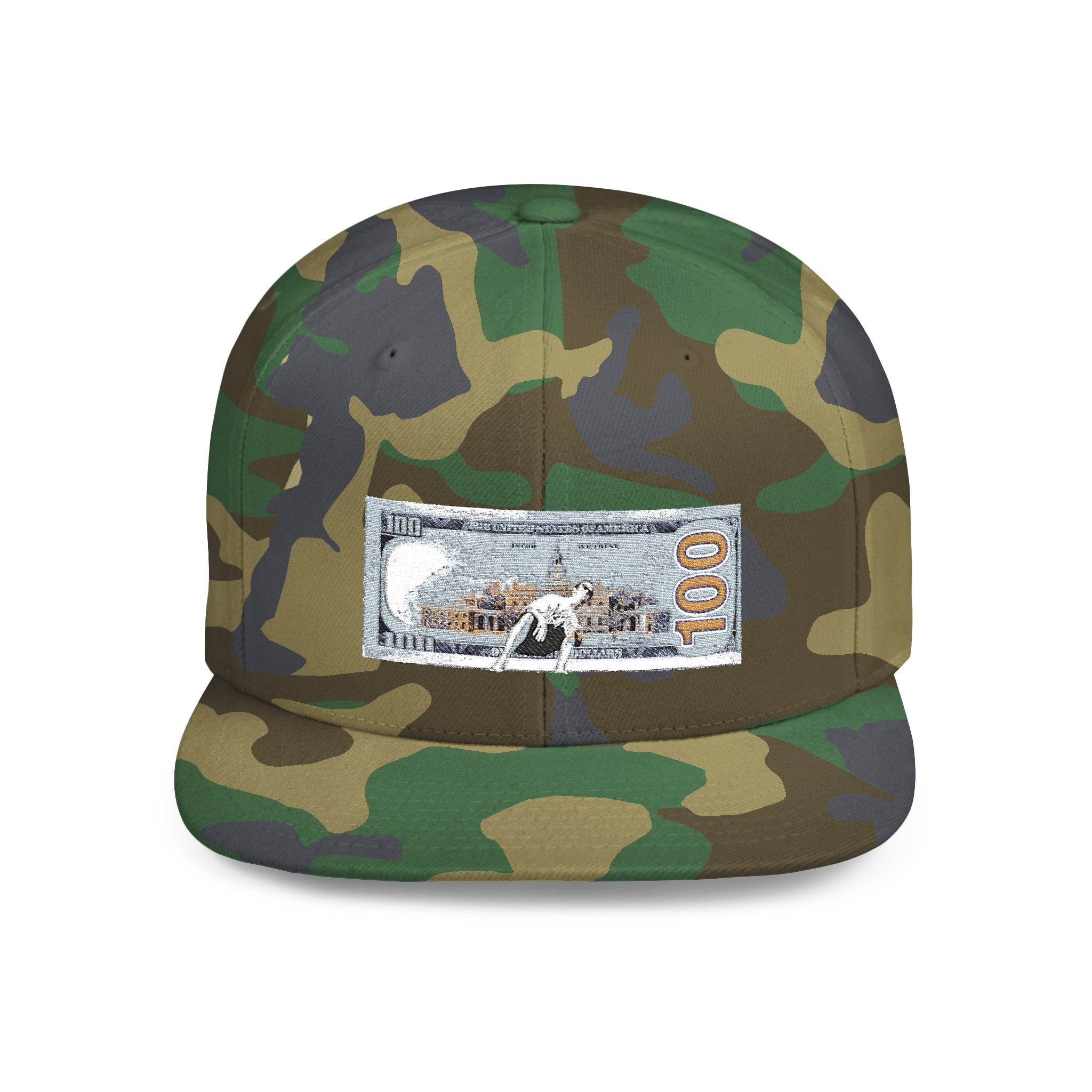 Money Gram Flat Bill Snapback Hat – Sequin 100 Bill Streetwear Cap