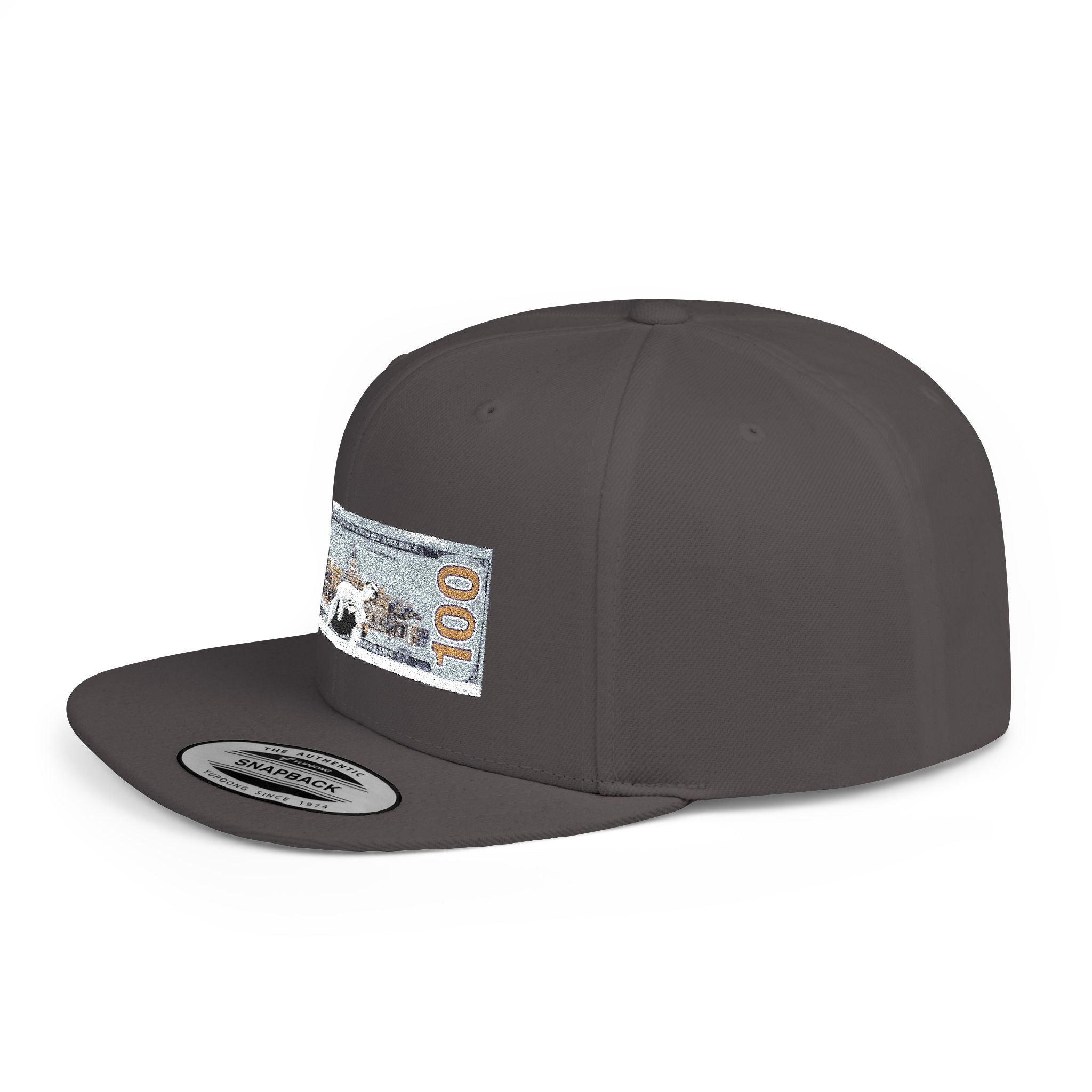 Money Gram Flat Bill Snapback Hat – Sequin 100 Bill Streetwear Cap