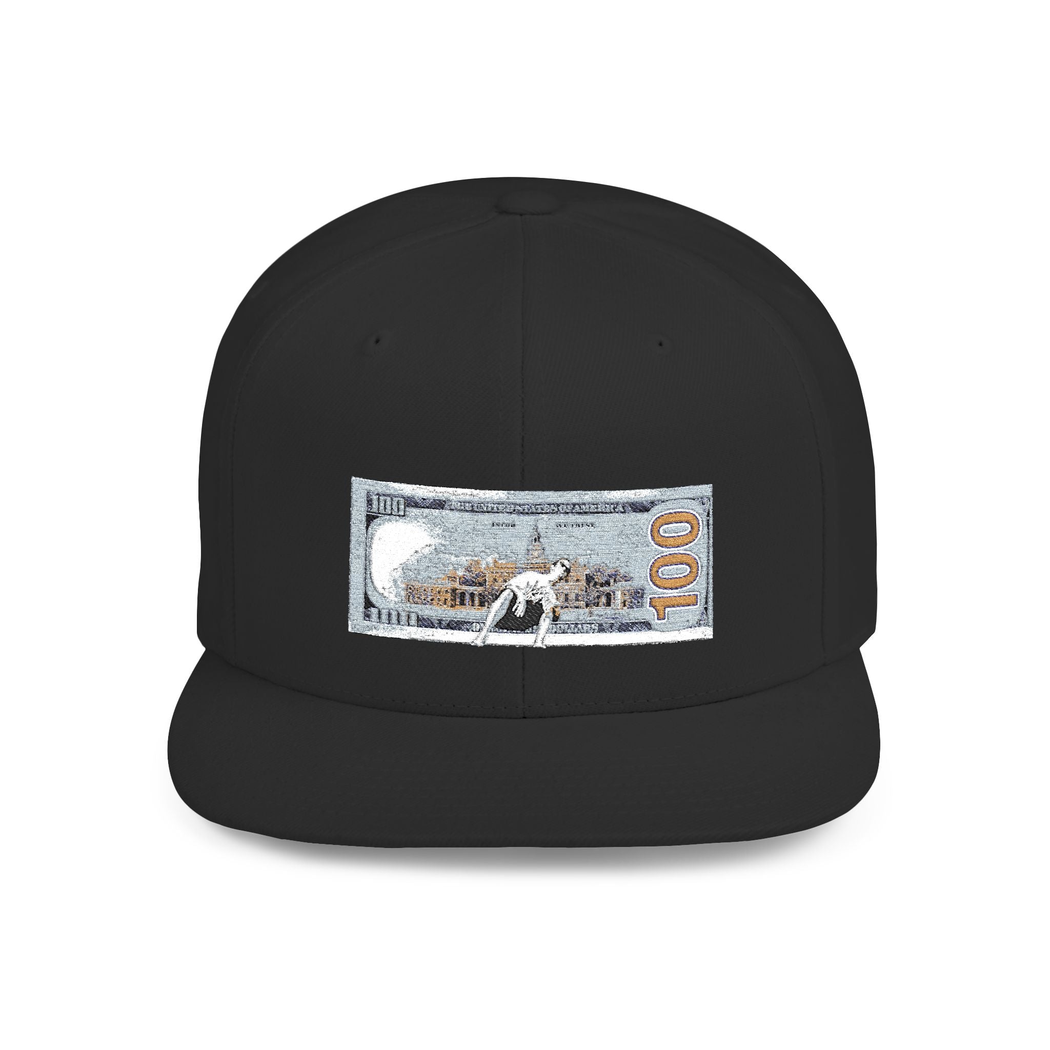 Money Gram Flat Bill Snapback Hat – Sequin 100 Bill Streetwear Cap