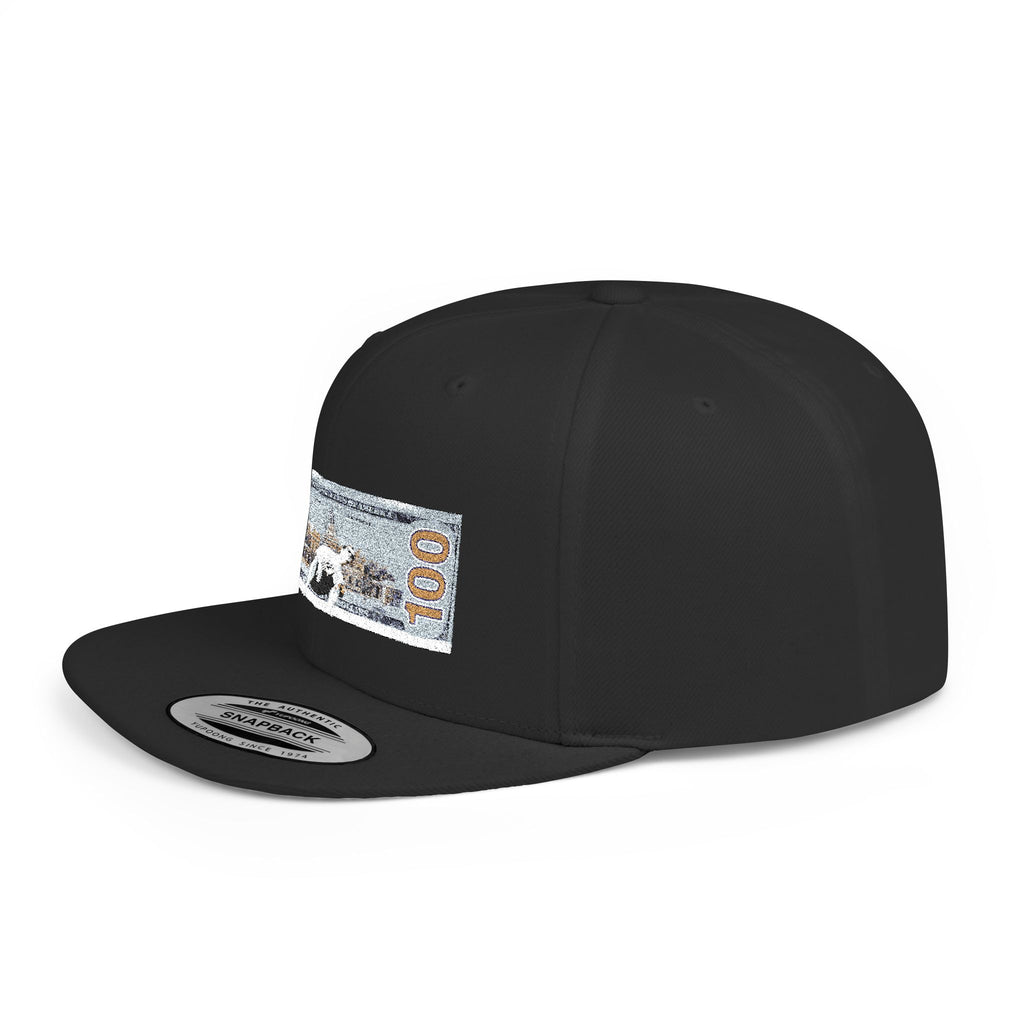 Money Gram Flat Bill Snapback Hat – Sequin 100 Bill Streetwear Cap