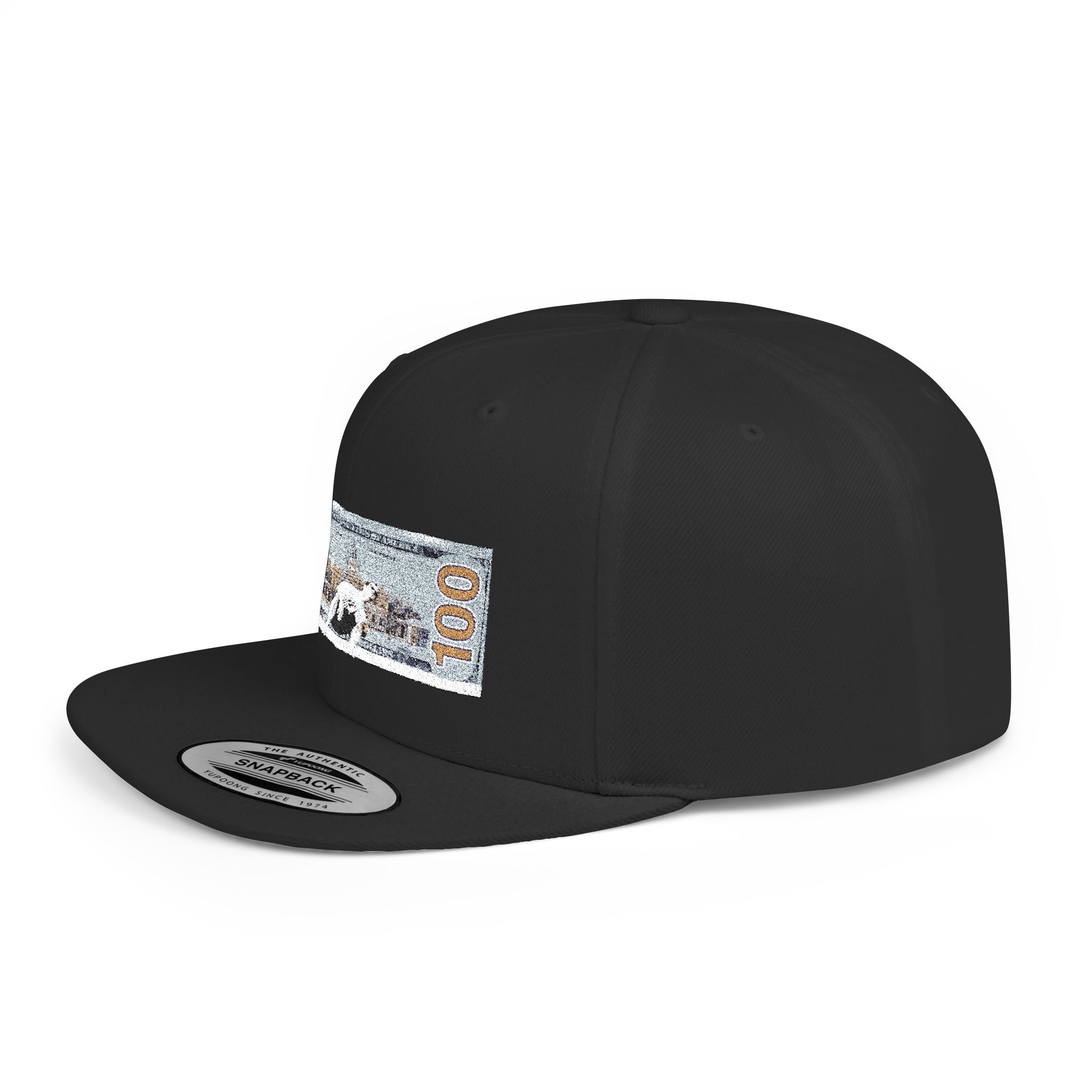 Money Gram Flat Bill Snapback Hat – Sequin 100 Bill Streetwear Cap
