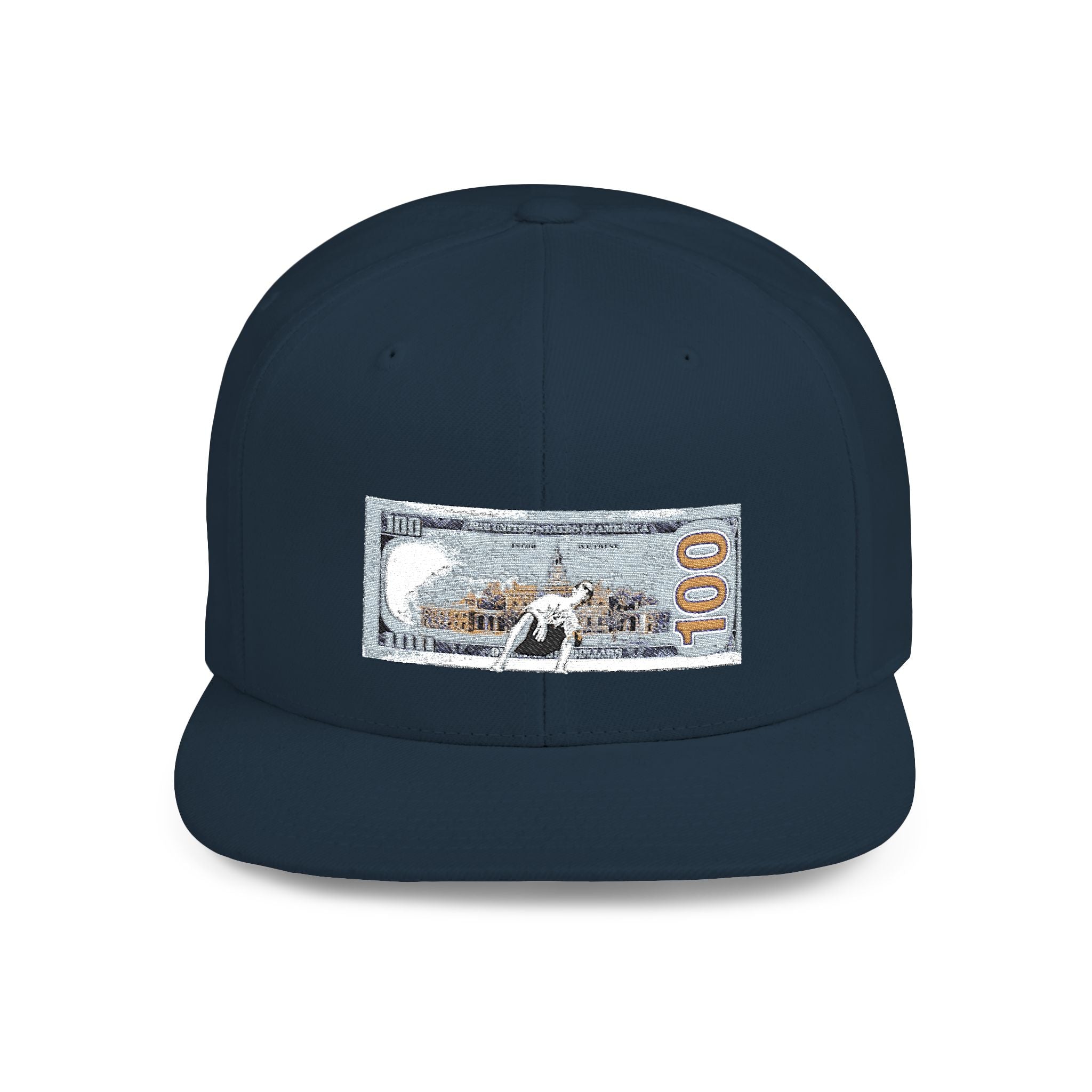 Money Gram Flat Bill Snapback Hat – Sequin 100 Bill Streetwear Cap