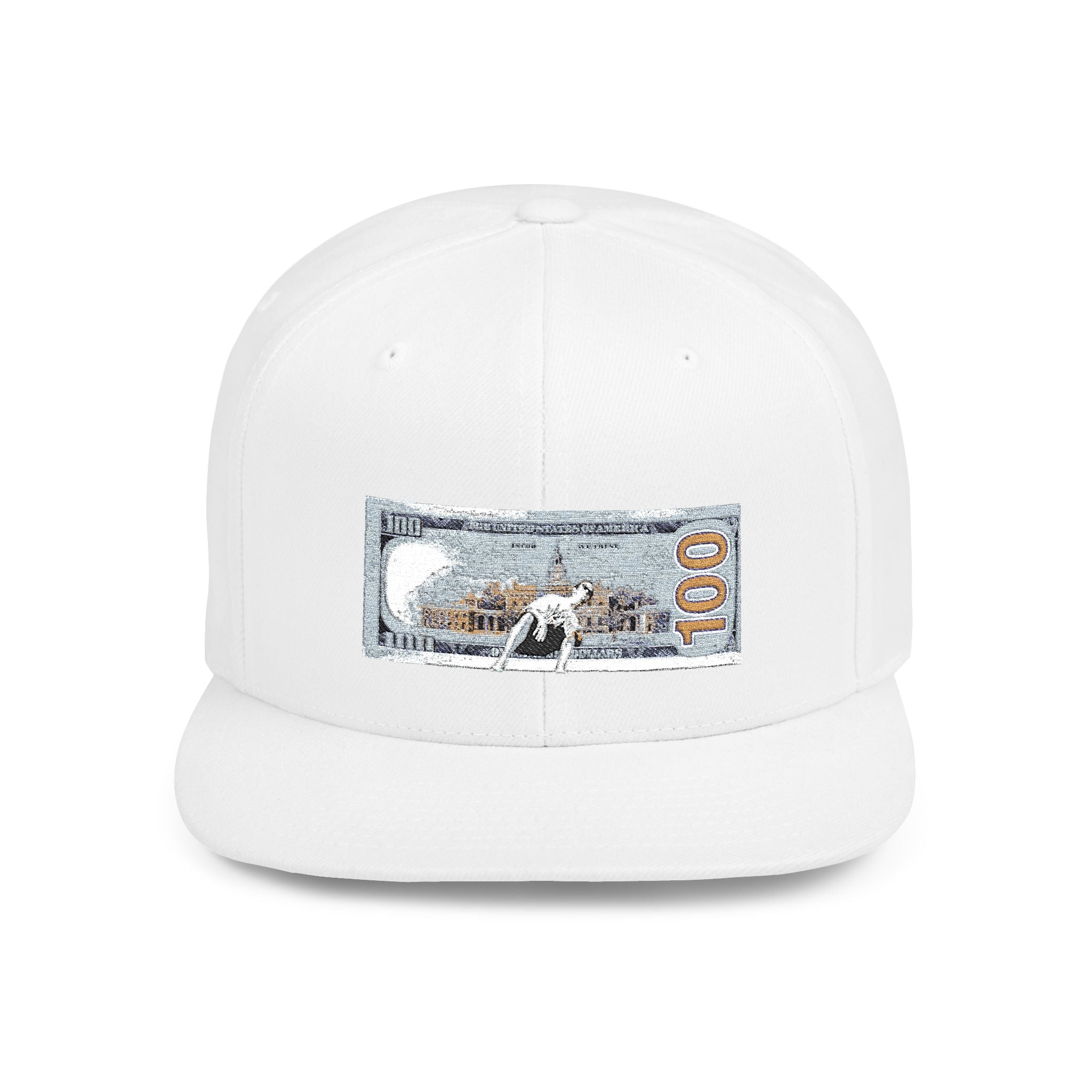 Money Gram Flat Bill Snapback Hat – Sequin 100 Bill Streetwear Cap