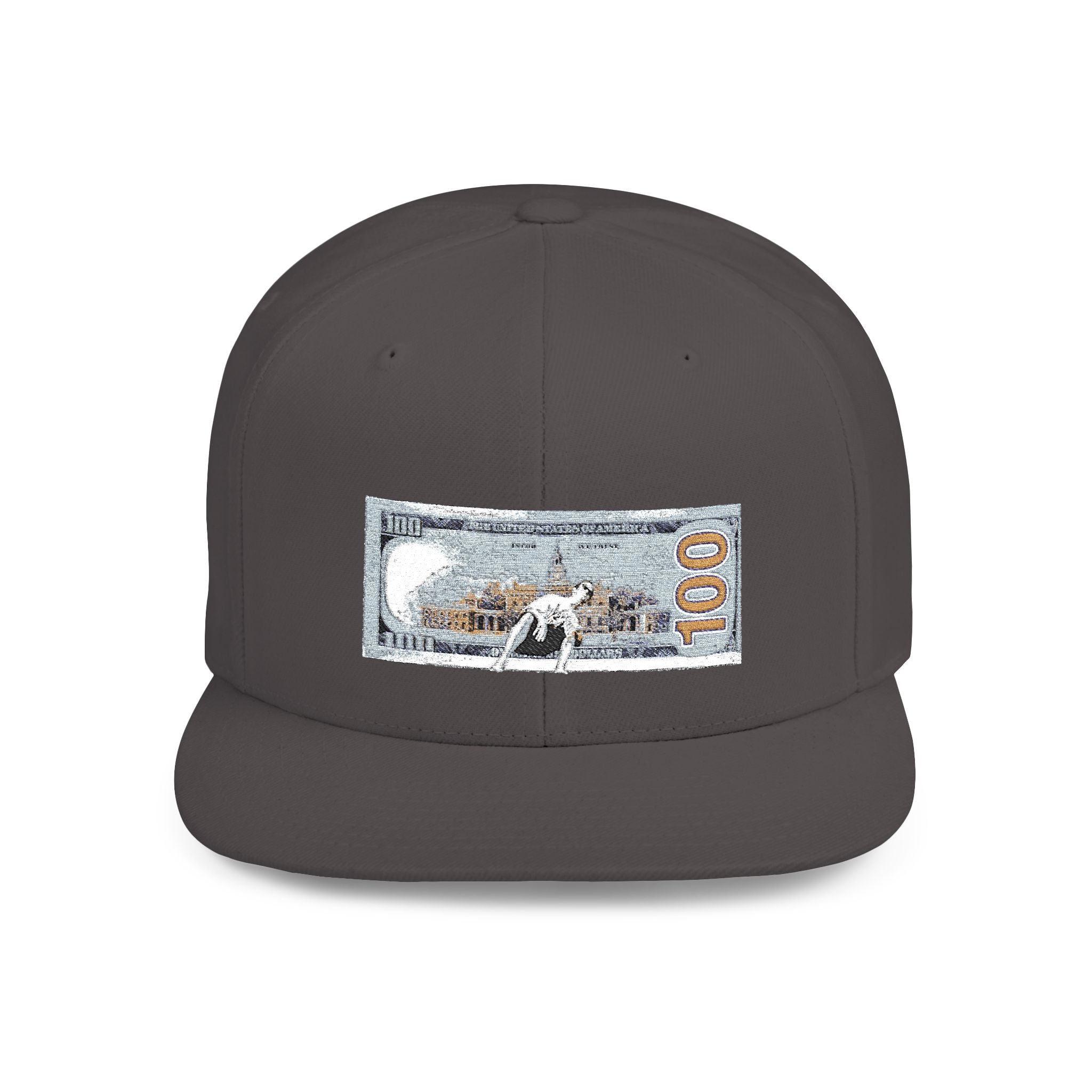 Money Gram Flat Bill Snapback Hat – Sequin 100 Bill Streetwear Cap